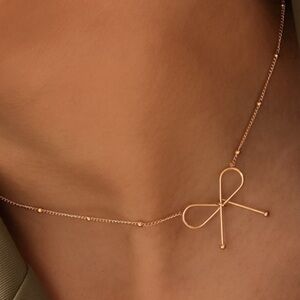 18K Gold Dipped Bow Necklace | Dainty Non-Tarnish Stainless Steel | NWT